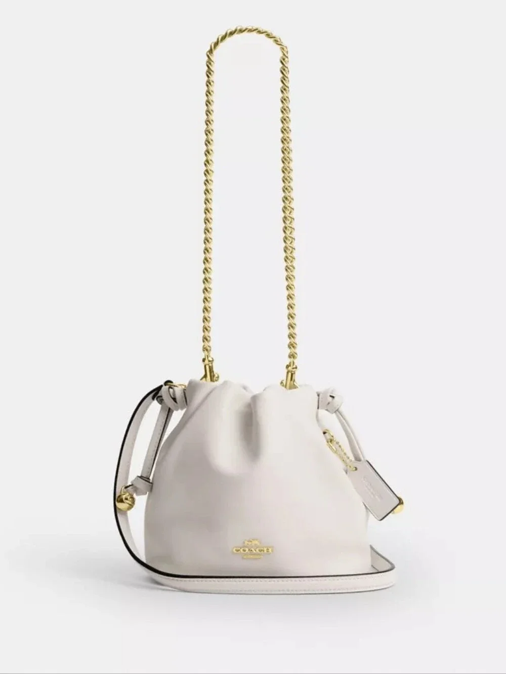 NWT! Coach Faye Mini Drawstring Bag In Gold/chalk #CDB67